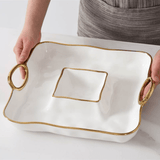Porcelain Square Chip & Dip Server - Lizzy G's Fine Gifts