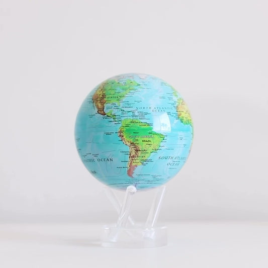 Blue Relief Map Solar Powered Spinning Globe