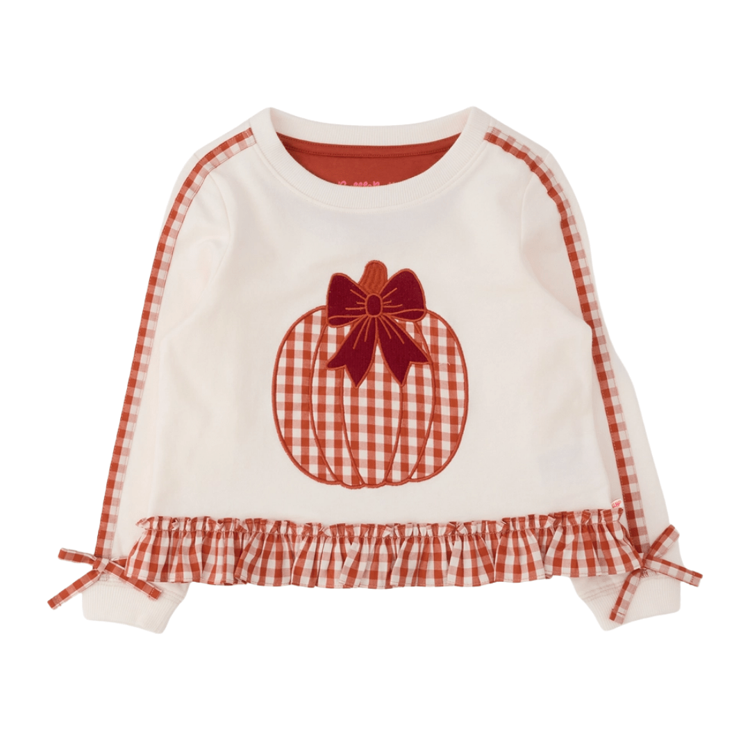 Pumpkin Bow Ruffle Sweatshirt - Lizzy G's Fine Gifts