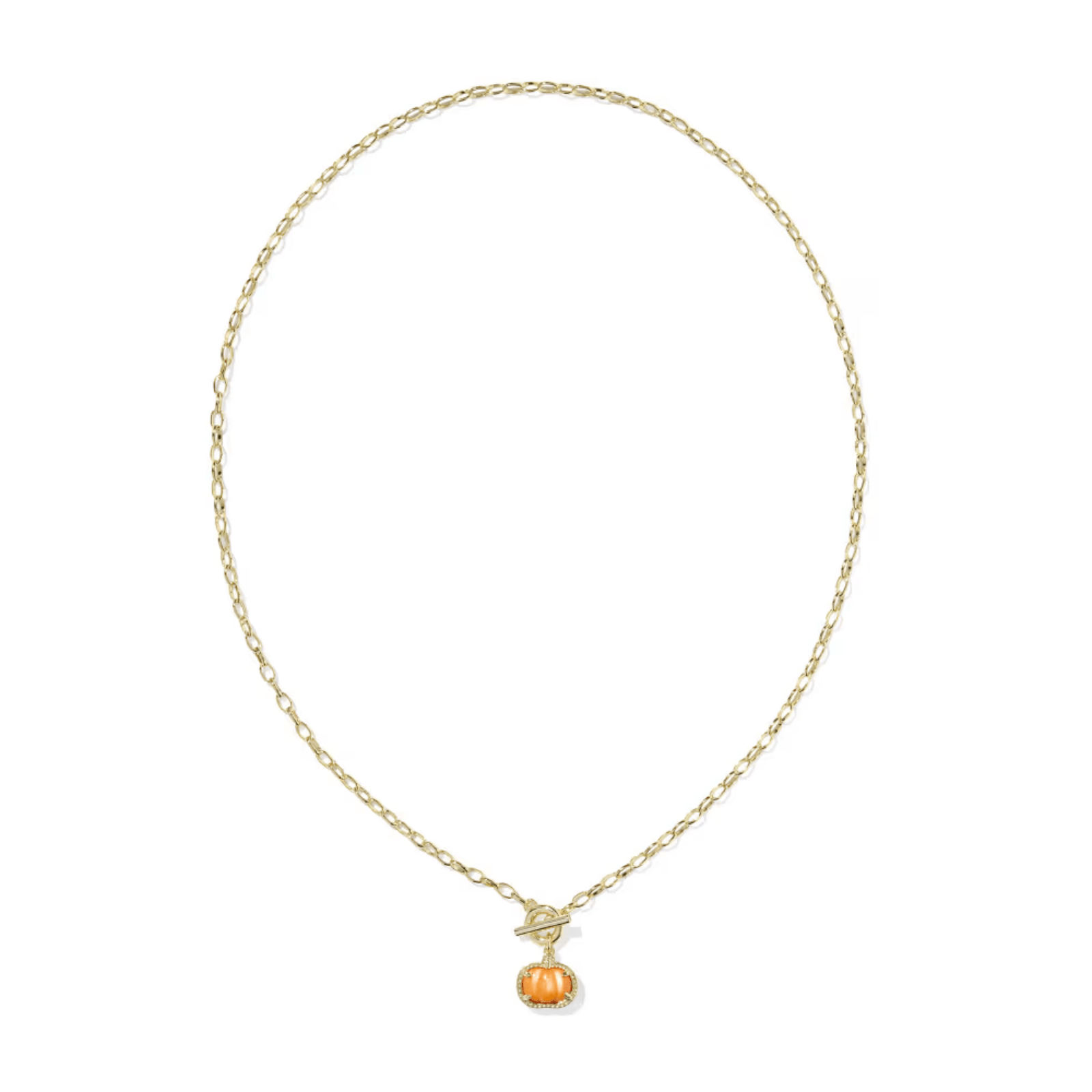 Pumpkin Link Chain Necklace - Orange Mother of Pearl - Lizzy G's Fine Gifts