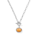 Pumpkin Link Chain Necklace - Orange Mother of Pearl - Lizzy G's Fine Gifts