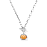 Pumpkin Link Chain Necklace - Orange Mother of Pearl - Lizzy G's Fine Gifts