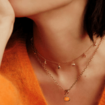 Pumpkin Link Chain Necklace - Orange Mother of Pearl - Lizzy G's Fine Gifts
