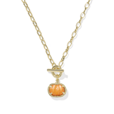 Pumpkin Link Chain Necklace - Orange Mother of Pearl - Lizzy G's Fine Gifts