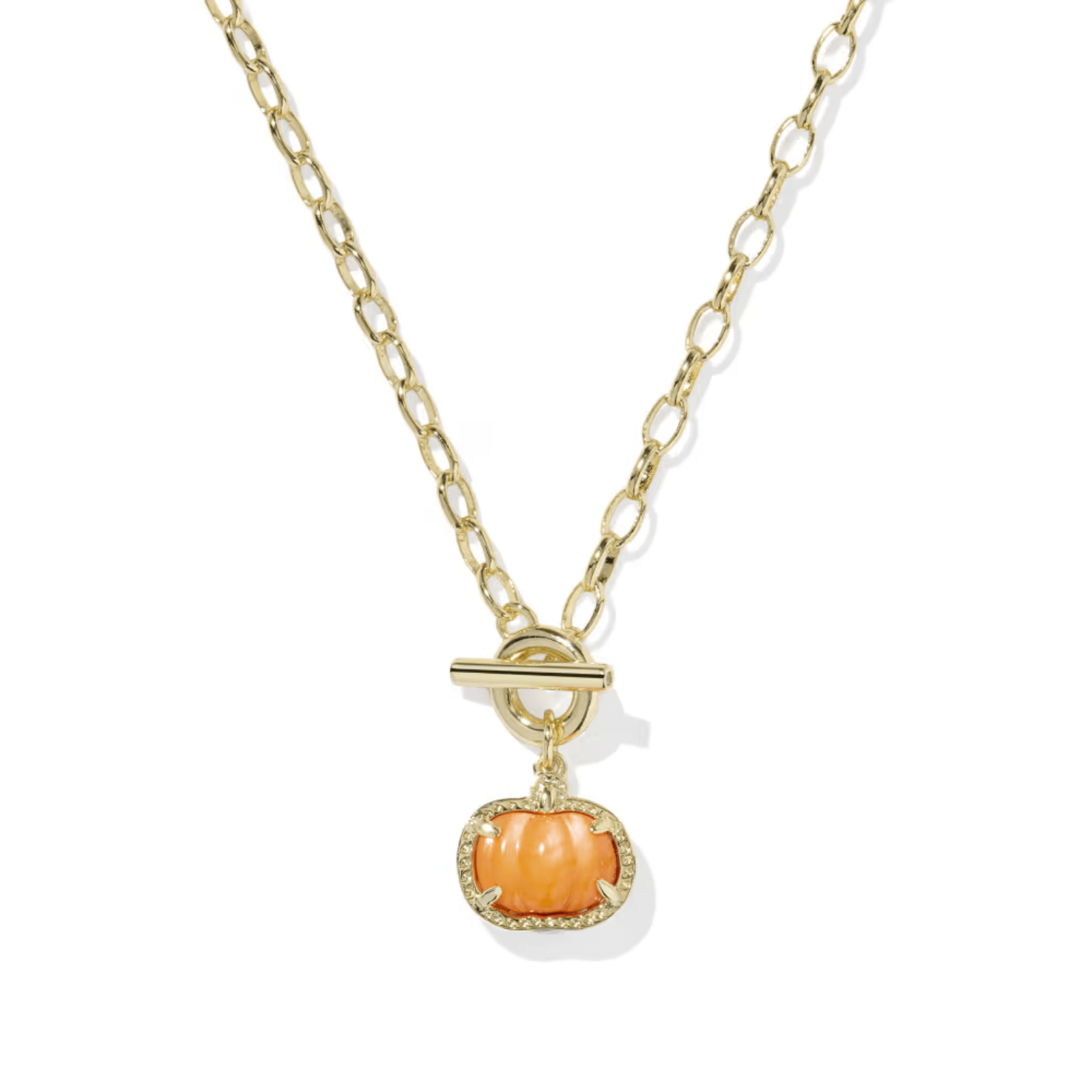 Pumpkin Link Chain Necklace - Orange Mother of Pearl - Lizzy G's Fine Gifts