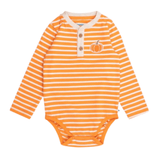 Pumpkin Stripe Long Sleeve Henley Bodysuit - Lizzy G's Fine Gifts