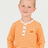 Pumpkin Stripe Long Sleeve Henley Tee - Lizzy G's Fine Gifts