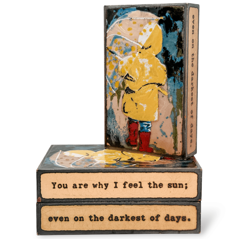 Rainy Days - 292 - Copper Art Block - Lizzy G's Fine Gifts