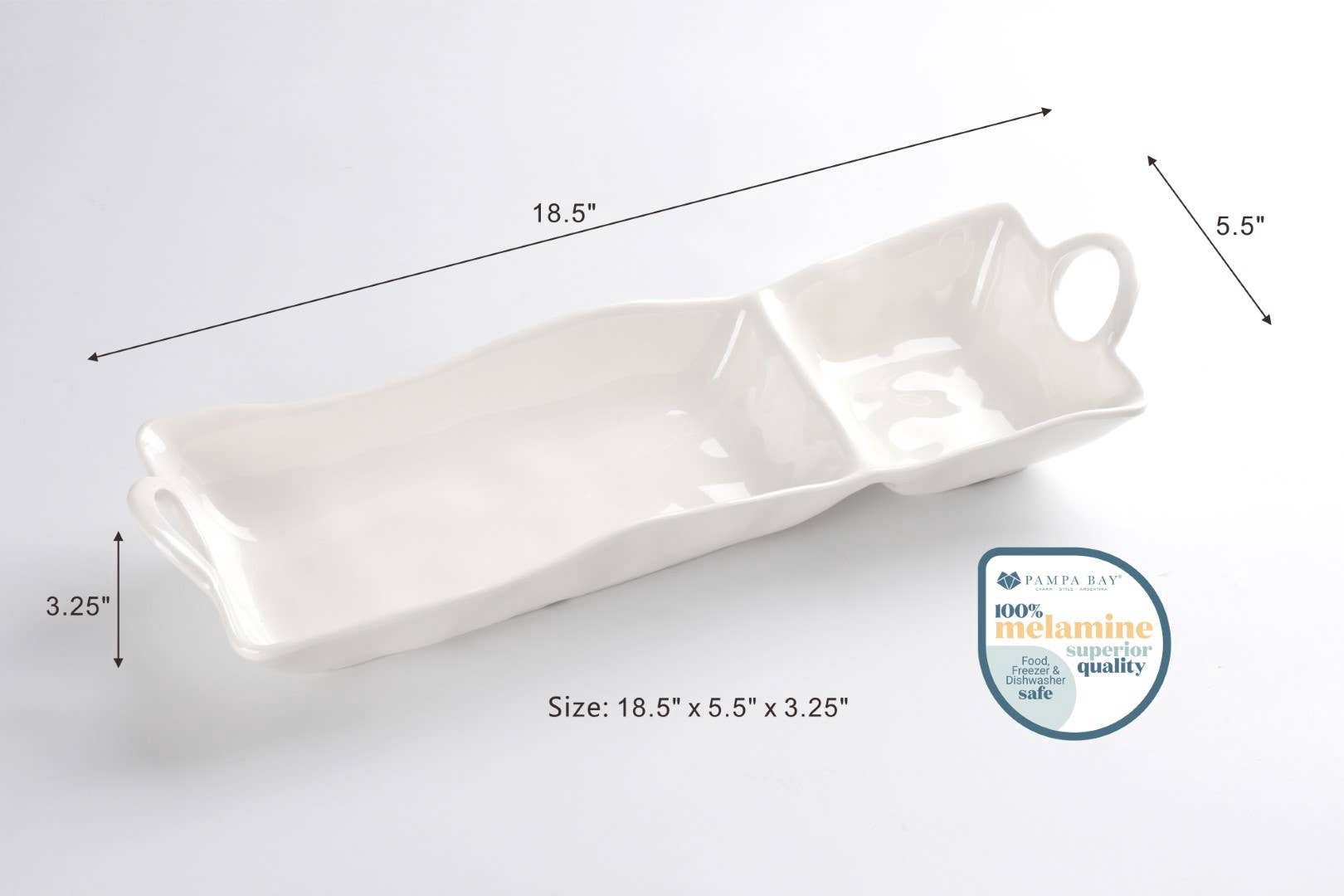 Rectangle Melamine Chip & Dip Server - Lizzy G's Fine Gifts