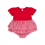 Red Gingham Short Sleeve Skirted Romper - Lizzy G's Fine Gifts