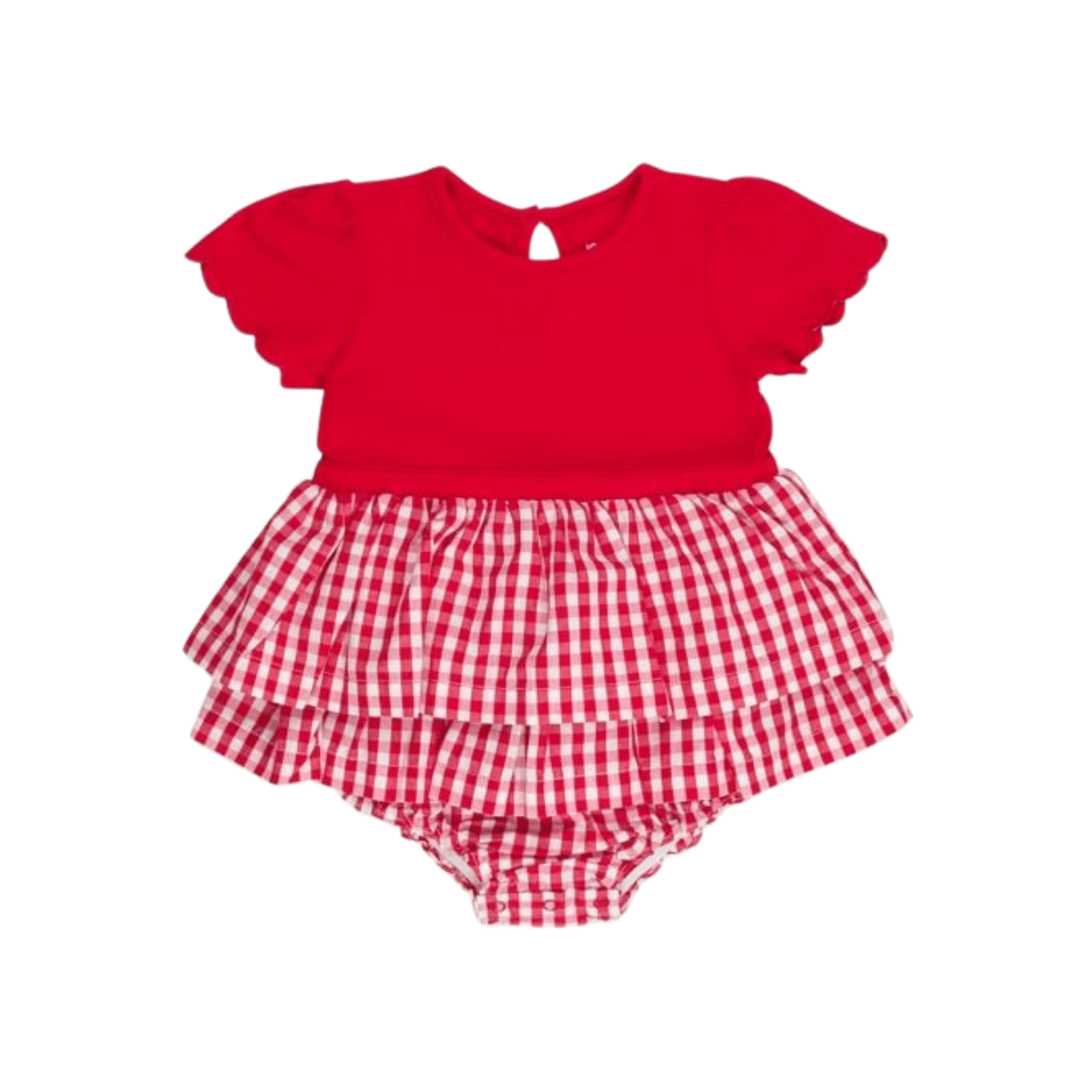 Red Gingham Short Sleeve Skirted Romper - Lizzy G's Fine Gifts