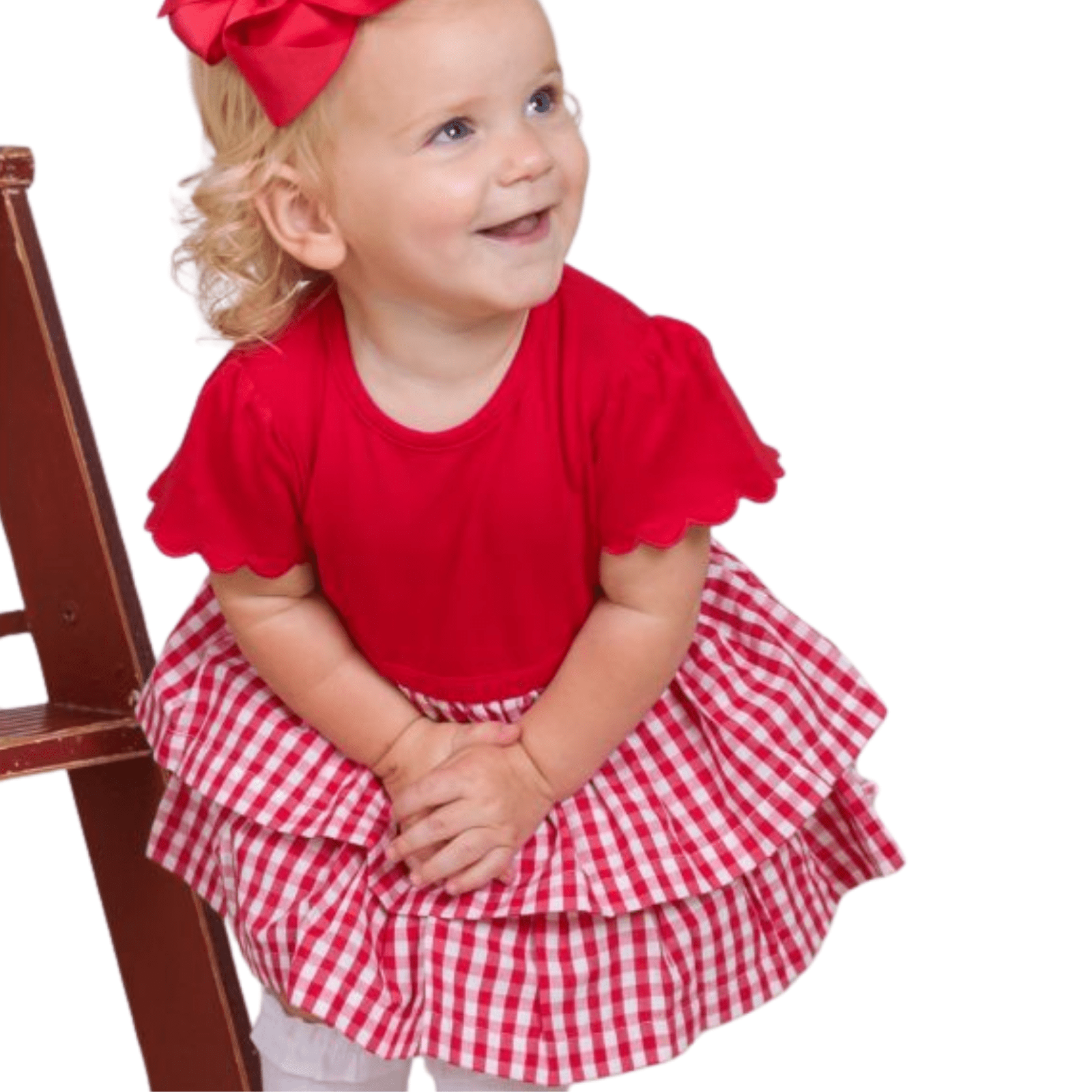 Red Gingham Short Sleeve Skirted Romper - Lizzy G's Fine Gifts