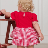 Red Gingham Short Sleeve Skirted Romper - Lizzy G's Fine Gifts