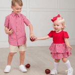 Red Gingham Short Sleeve Skirted Romper - Lizzy G's Fine Gifts