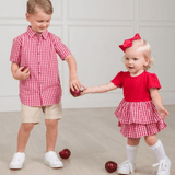 Red Gingham Short Sleeve Skirted Romper - Lizzy G's Fine Gifts