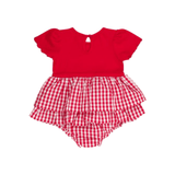 Red Gingham Short Sleeve Skirted Romper - Lizzy G's Fine Gifts