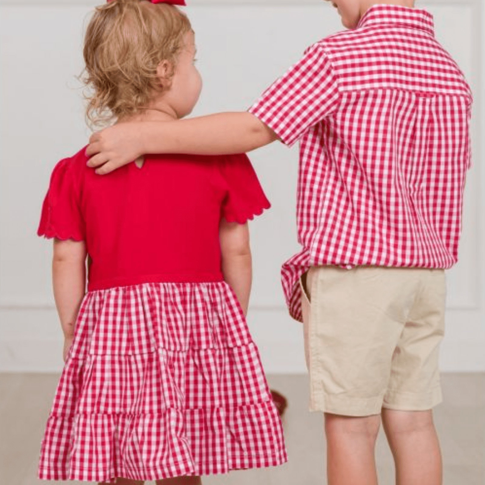 Red Gingham Short Sleeve Tiered Dress - Lizzy G's Fine Gifts