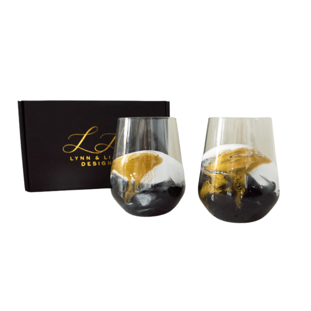 Resin Coated Set of 2 Wine Glasses - Lizzy G's Fine Gifts