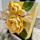 Rose & Magnolia Floral Bouquet Sculpted Art Block - 6x6 - Lizzy G's Fine Gifts