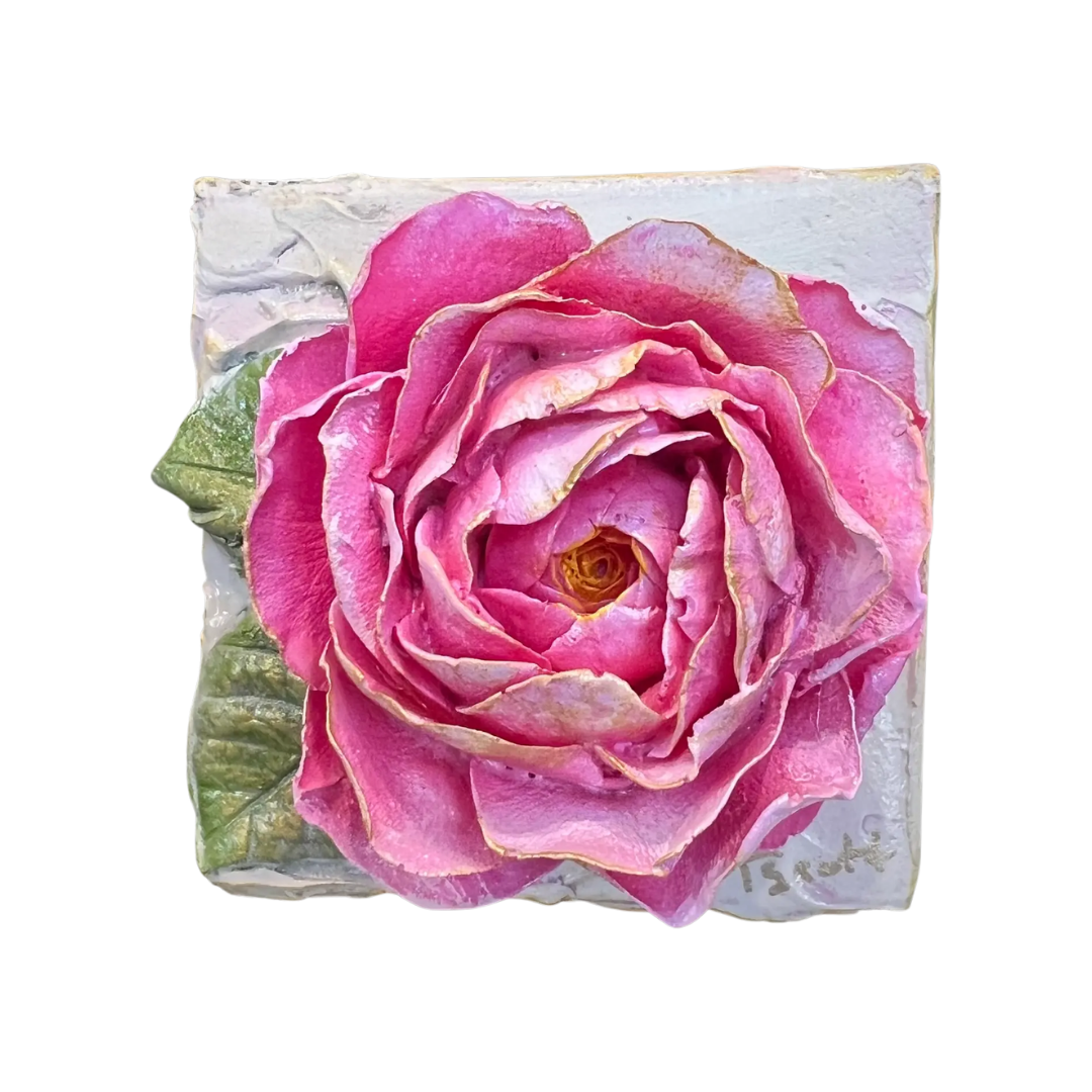 Rose Sculpted Art Block - 4x4 - Lizzy G's Fine Gifts