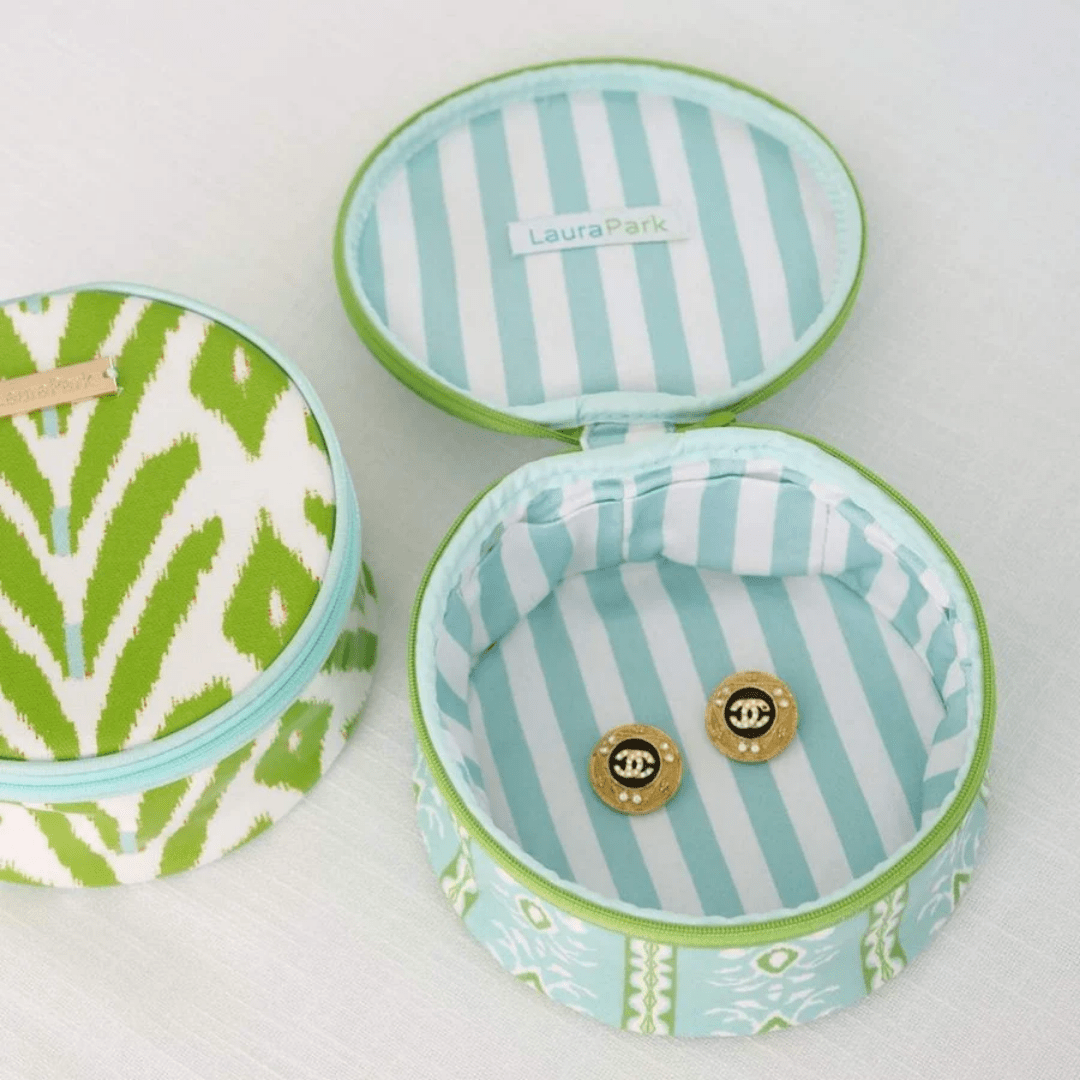 Round Jewelry Case - Rosemary Stripe - Lizzy G's Fine Gifts