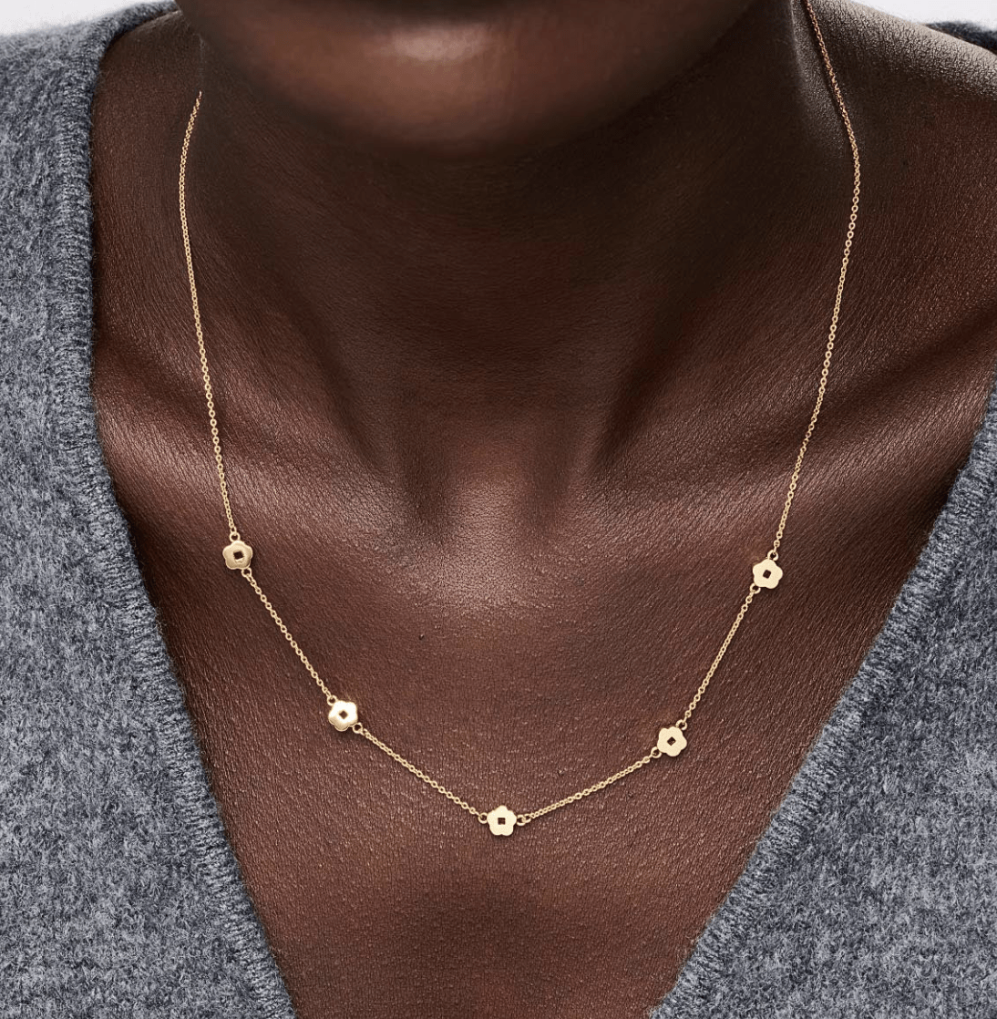 Rowena Flower Station Necklace - Lizzy G's Fine Gifts