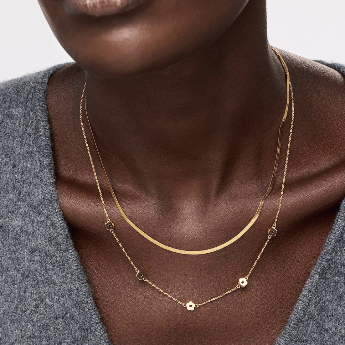 Rowena Flower Station Necklace - Lizzy G's Fine Gifts