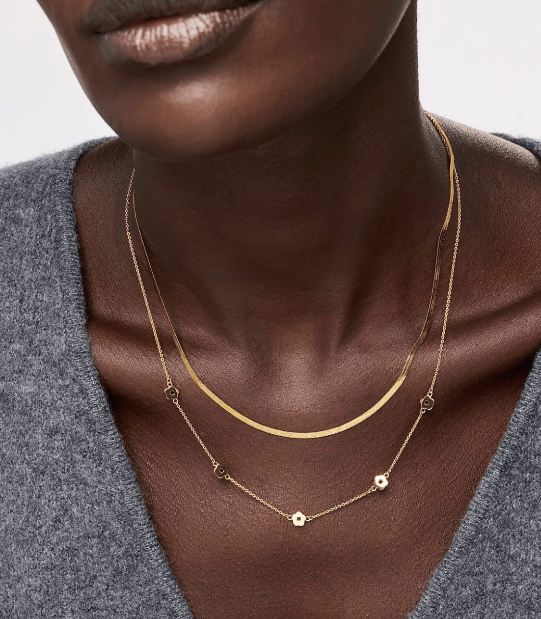 Rowena Flower Station Necklace - Lizzy G's Fine Gifts