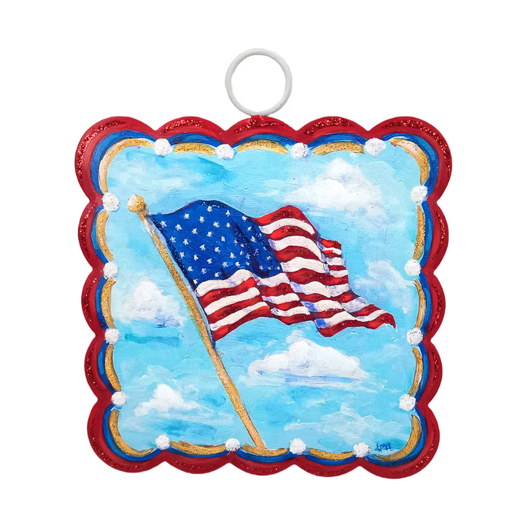 Scallop Waving Flag Metal Hanging Art - Lizzy G's Fine Gifts