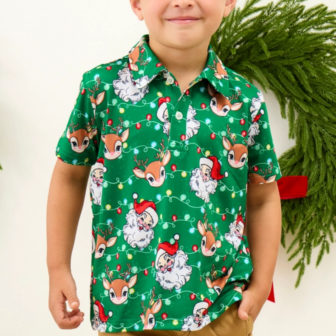 Short Sleeve Performance Polo - Up On The Housetop - Lizzy G's Fine Gifts