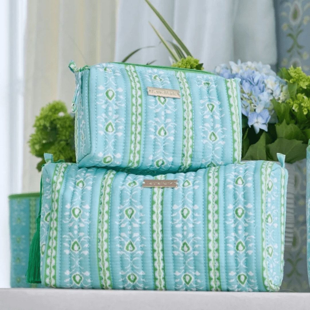 Signature Cosmetic Bag - Rosemary Stripe - Lizzy G's Fine Gifts