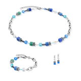 Silver & Blue GeoCUBE® Chunky Chain Necklace - Lizzy G's Fine Gifts