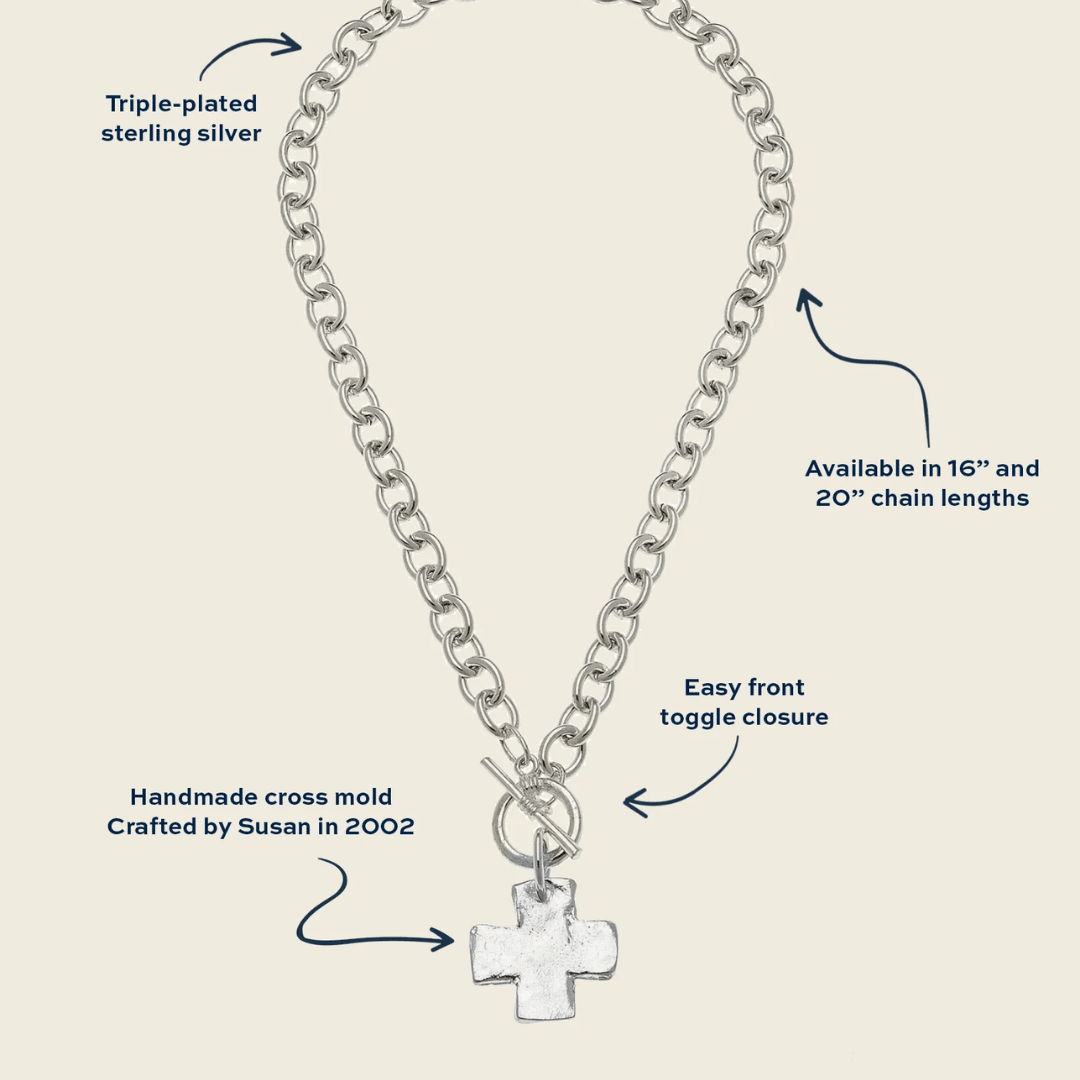 Silver Front Toggle Cross Necklace - Lizzy G's Fine Gifts