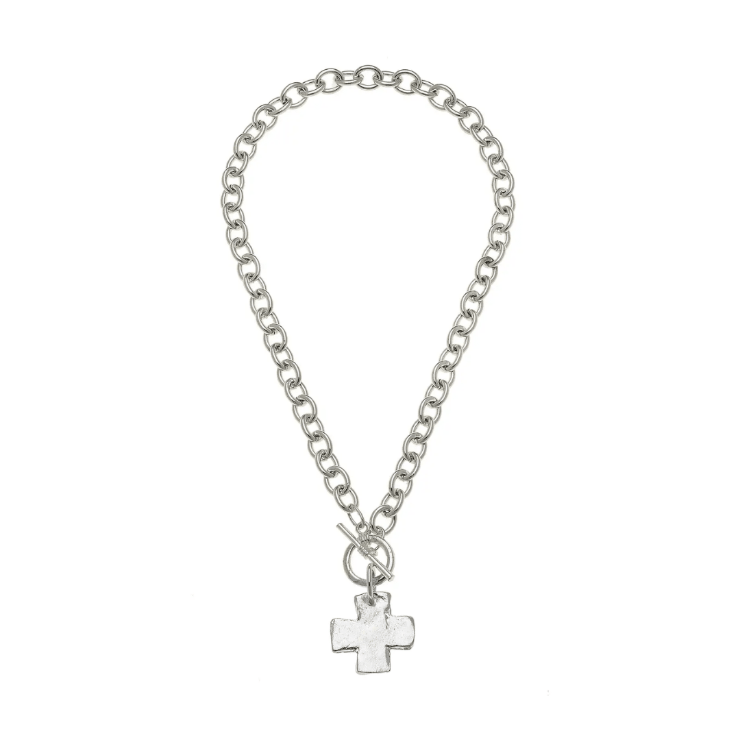 Silver Front Toggle Cross Necklace - Lizzy G's Fine Gifts