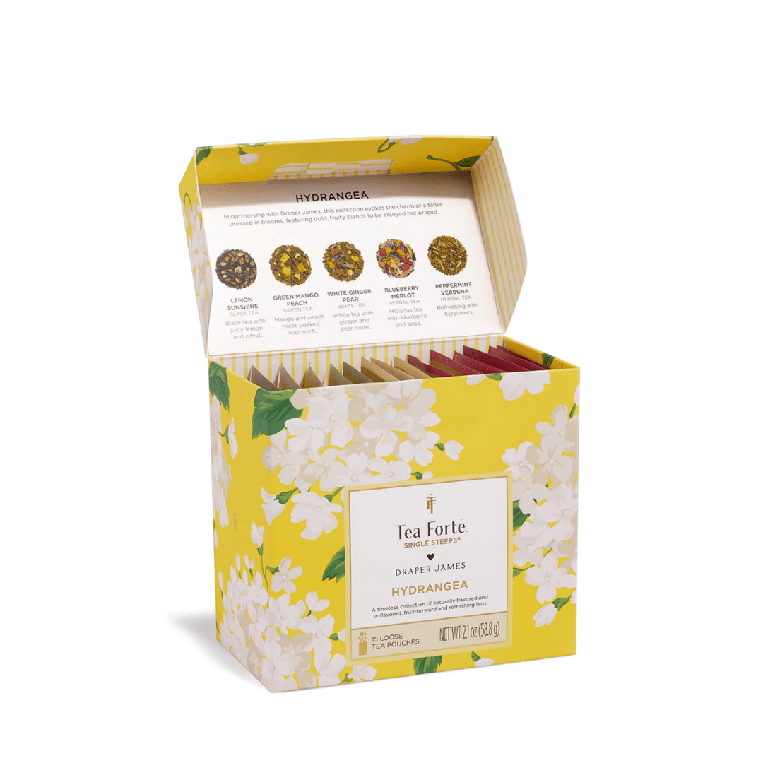 Single Steeps Loose Tea Sampler - Draper James Hydrangea - Lizzy G's Fine Gifts