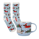 Sip & Sox - Dashing Dachshunds Sock & Mug Set - Lizzy G's Fine Gifts