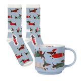 Sip & Sox - Dashing Dachshunds Sock & Mug Set - Lizzy G's Fine Gifts