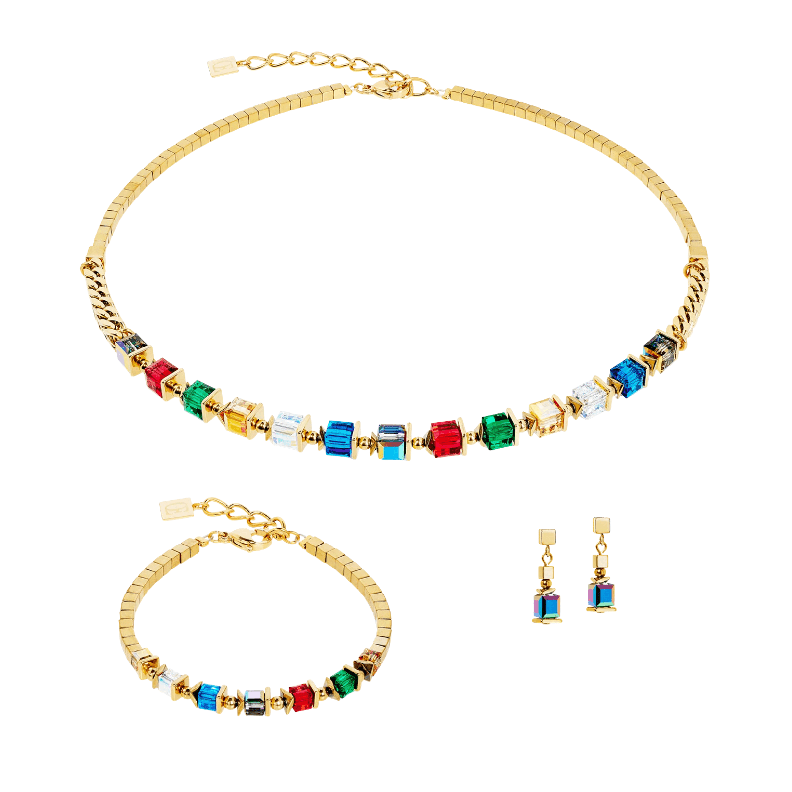 Sparkling Cubes Fusion Chain Bracelet Gold - Multicolor - Lizzy G's Fine Gifts