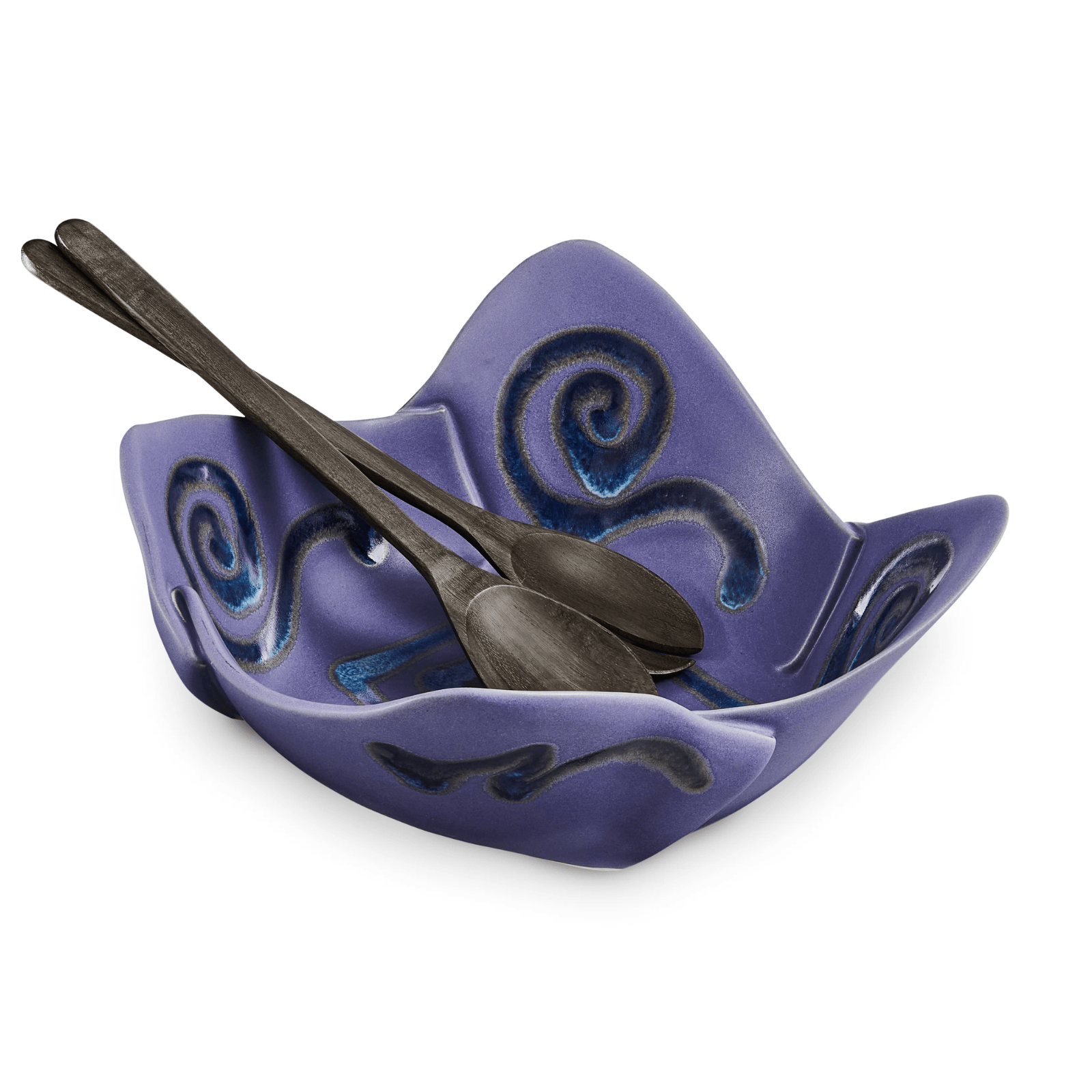 Square Bowl with Palm Servers - Lizzy G's Fine Gifts