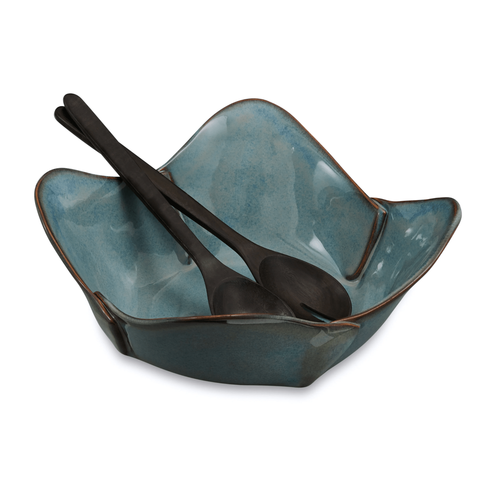 Square Bowl with Palm Servers - Lizzy G's Fine Gifts