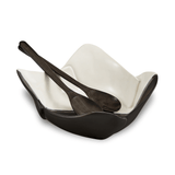 Square Pottery Bowl with Servers - Lizzy G's Fine Gifts