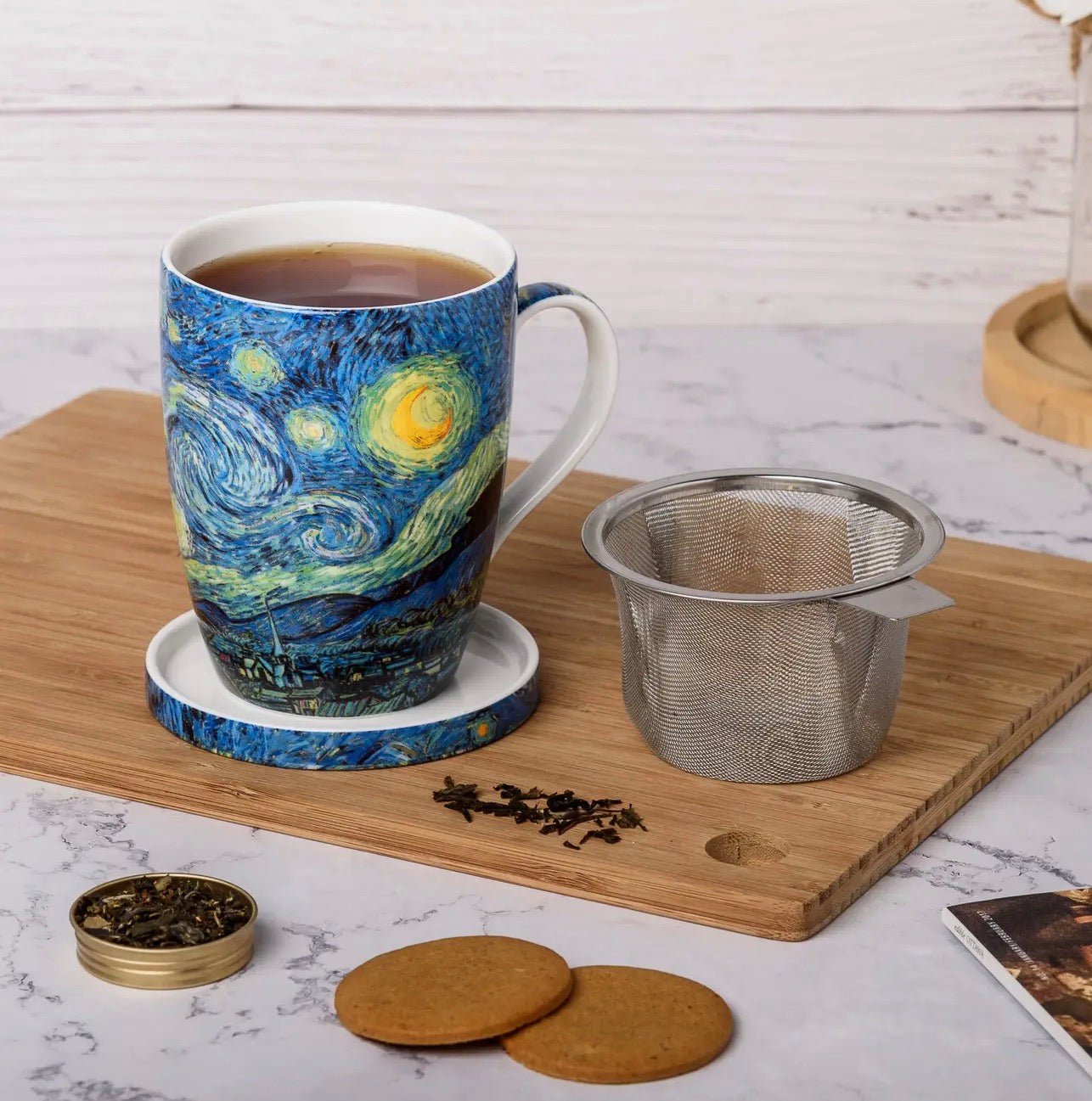 Starry Night Tea Mug/Lid - Lizzy G's Fine Gifts