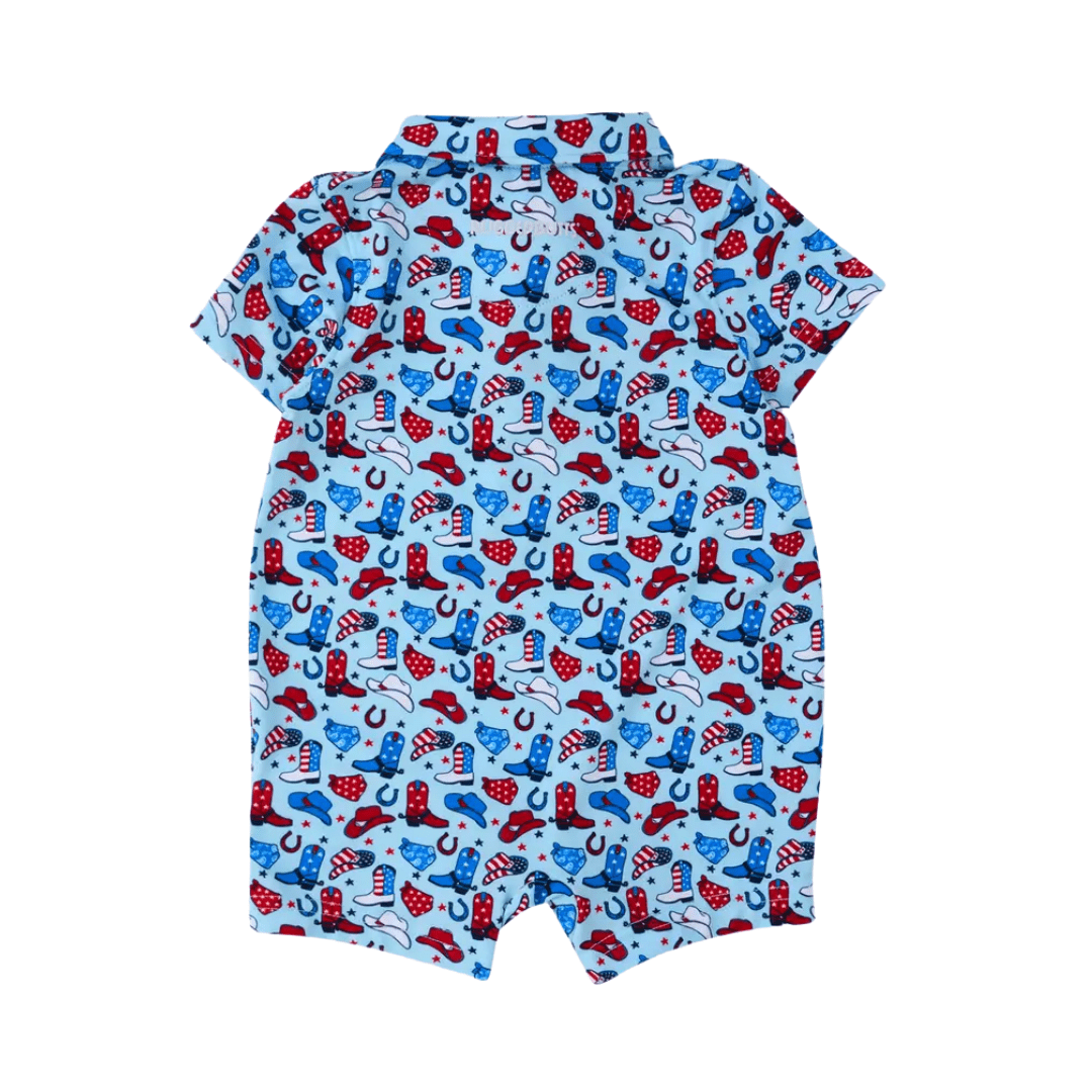 Stars & Spurs Performance Polo Romper - Lizzy G's Fine Gifts