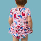 Stars & Spurs Short Sleeve Bubble Romper - Lizzy G's Fine Gifts