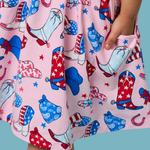 Stars & Spurs Short Sleeve Twirl Dress - Lizzy G's Fine Gifts