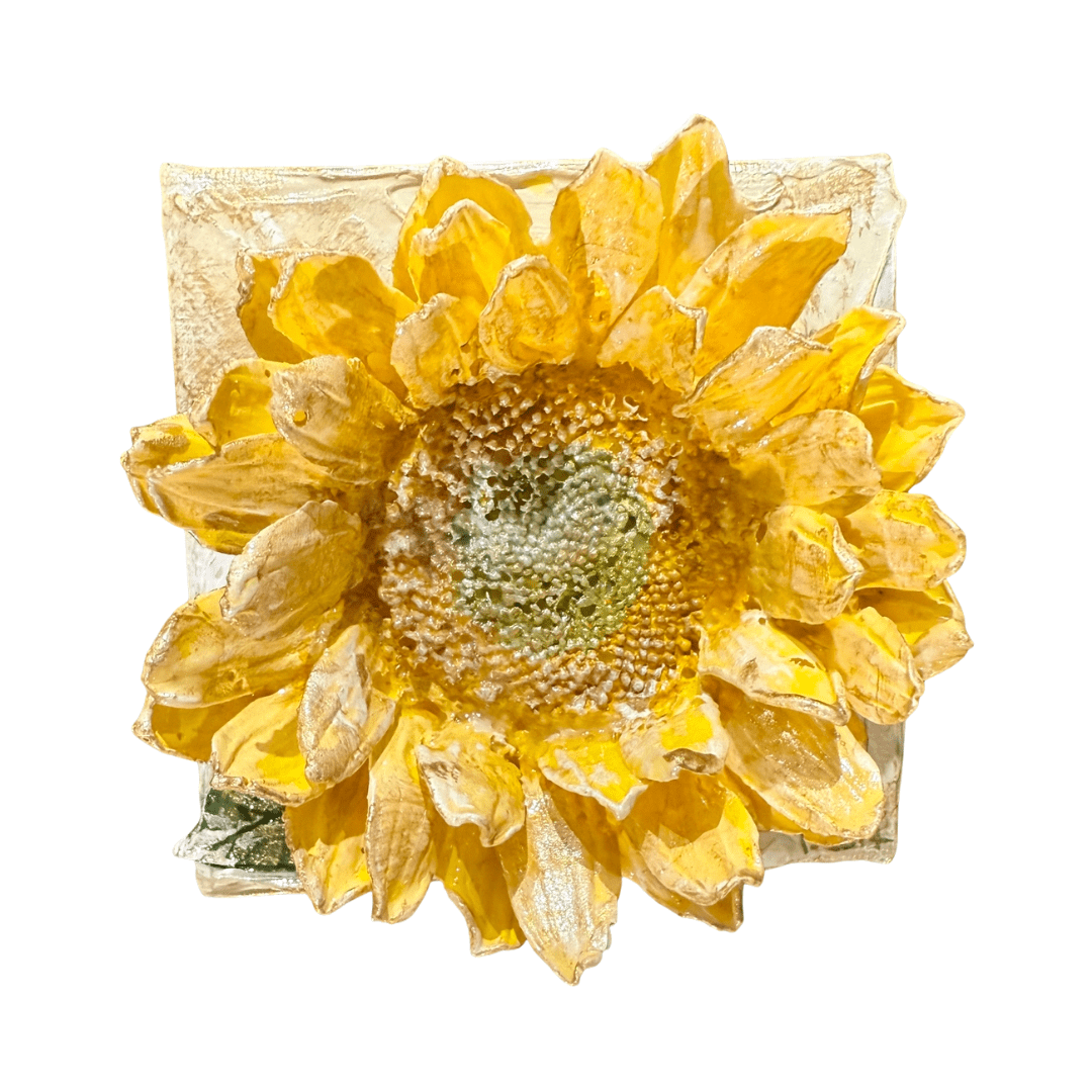 Sunflower Sculpted Art Block 4x4 - Lizzy G's Fine Gifts