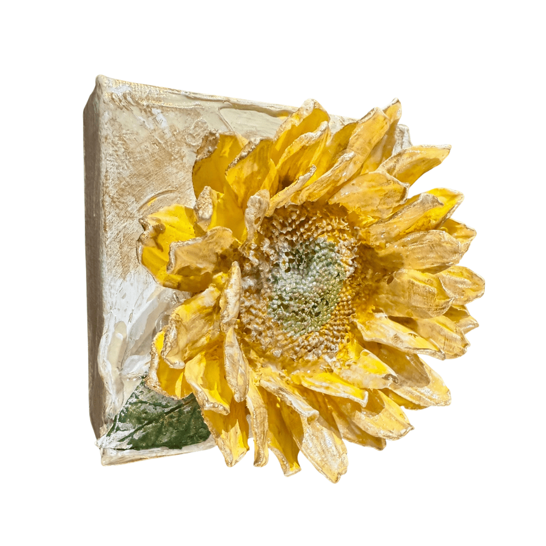 Sunflower Sculpted Art Block 4x4 - Lizzy G's Fine Gifts