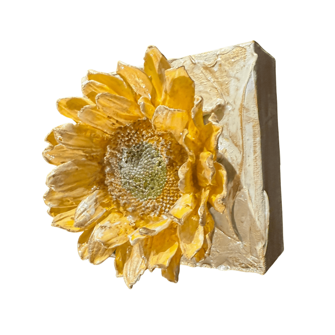 Sunflower Sculpted Art Block 4x4 - Lizzy G's Fine Gifts
