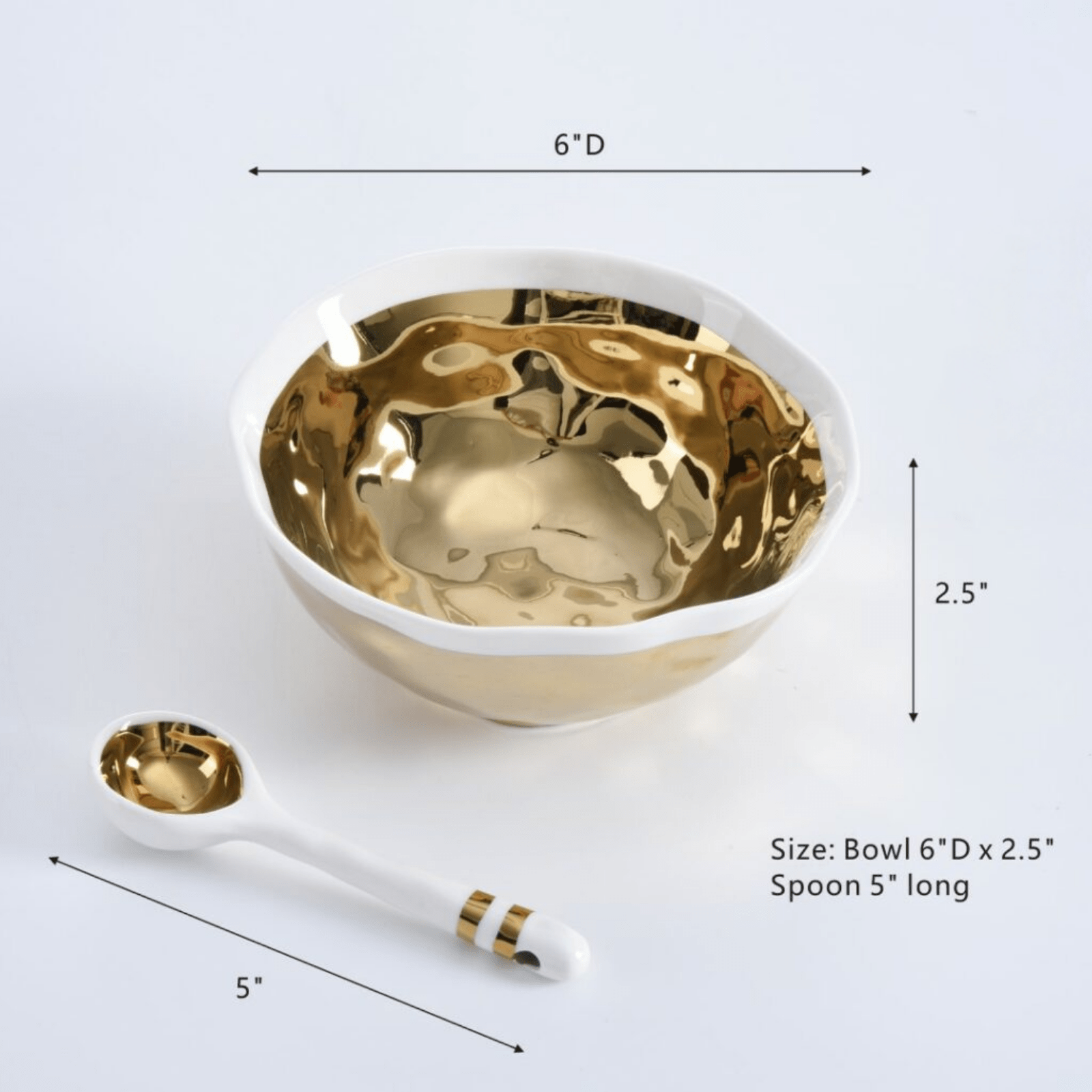 The Wavy Gold Bowl & Spoon Gift Set - Lizzy G's Fine Gifts