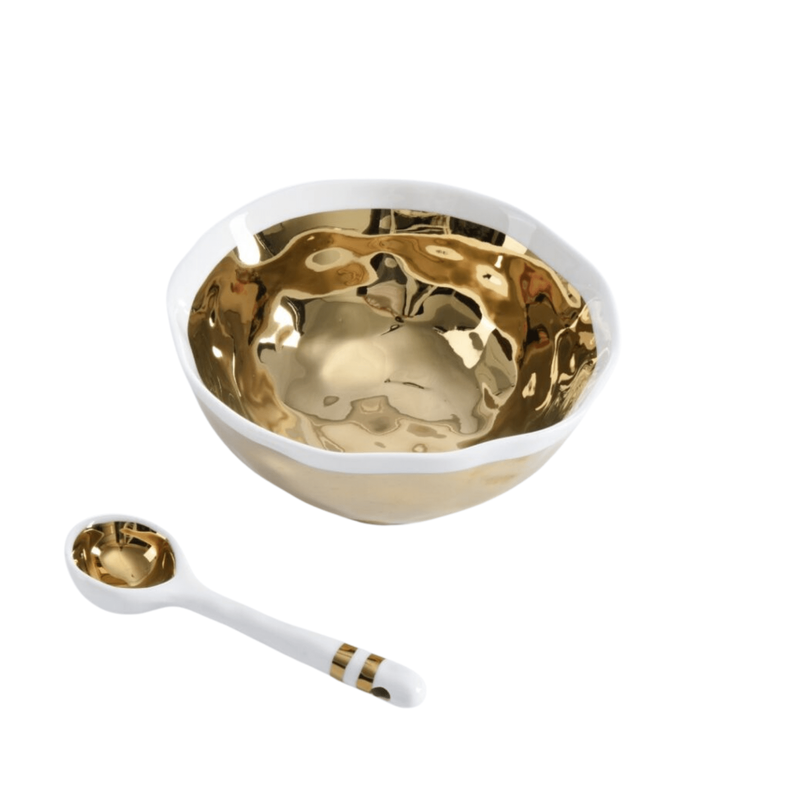 The Wavy Gold Bowl & Spoon Gift Set - Lizzy G's Fine Gifts